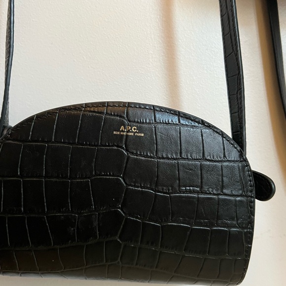 A.P.C. Black Croc-Embossed Crossbody Bag - Picture 8 of 14